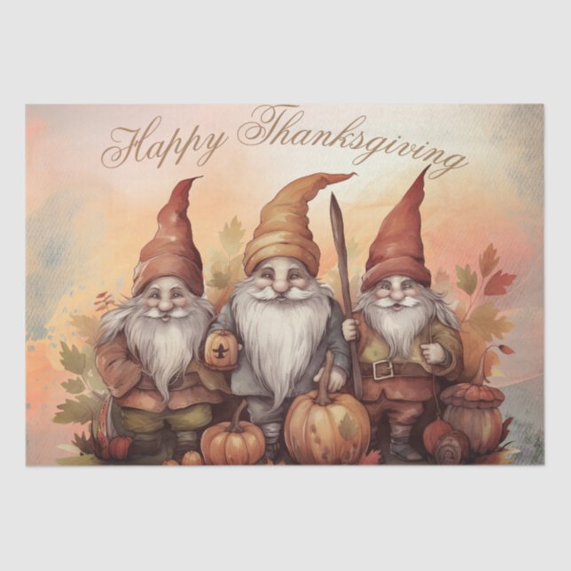 Papier Mousseline Gnomes d'automne de Thanksgiving (Recto)