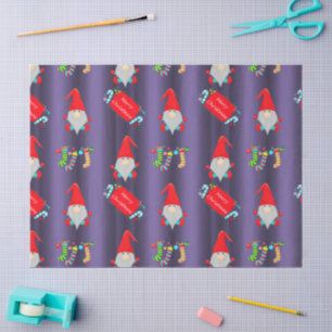 Papier Mousseline Gnomes mignons, Noël bleu