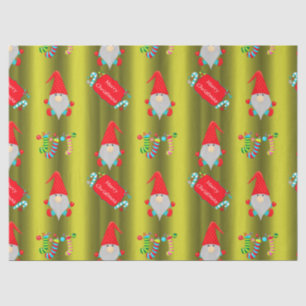 Papier Mousseline Gnomes mignons, Noël vert Chartreuse