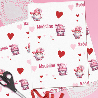 Papier Mousseline Gnomes roses de Saint-Valentin Personnalisés