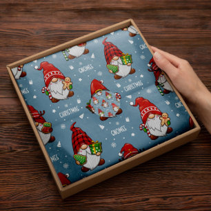 Papier Mousseline Gnomes Santa Claus Papier rouge Tissu de Noël