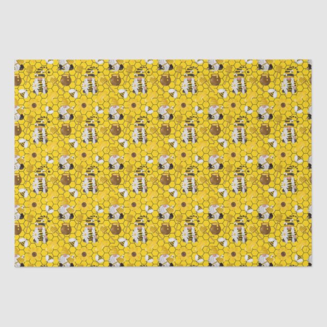 Papier Mousseline Gnomes Yellow Sunflower Bees Miel (Recto)