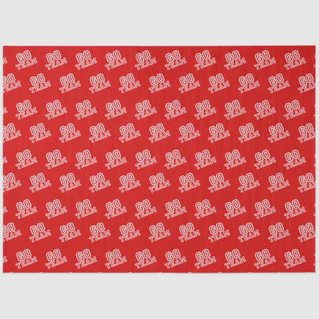 Papier Mousseline Go Team Word Art en rouge (Recto)