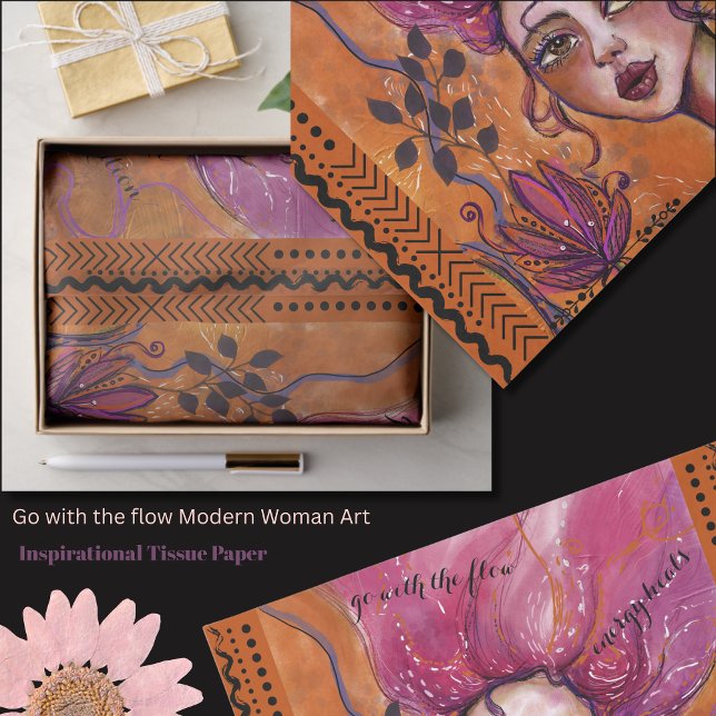 Papier Mousseline Go with the flow Modern Woman Art Inspirational  (Go with the flow Modern Woman Art Inspirational Tissue Paper)