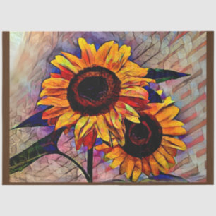 Papier Mousseline Gold 2 Tournesols brillants Collection élégante