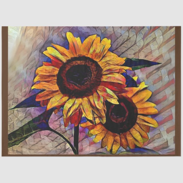 Papier Mousseline Gold 2 Tournesols brillants Collection élégante (Recto)