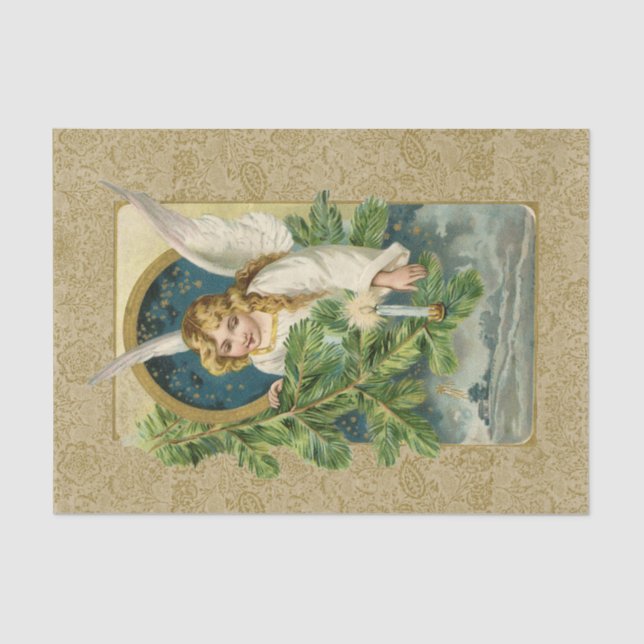 Papier Mousseline Gold Angel Noël Nuit Vintage Vacances (Recto)