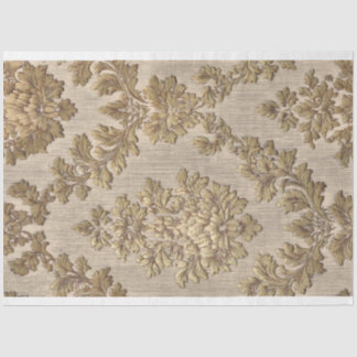 Papier Mousseline  Gold Baroque Damask Pattern Decoupage Paper