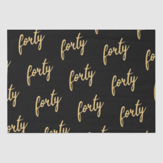 Papier Mousseline Gold Black 40 Anniversaire Parties scintillant "Qu