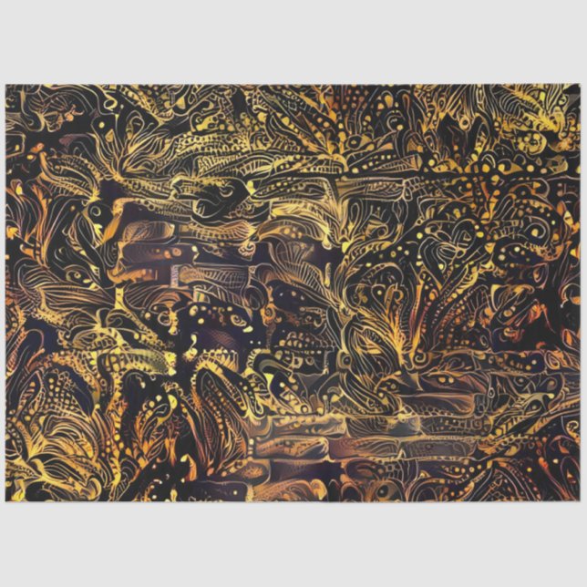 Papier Mousseline Gold Black Floral Wall Art Dream (Recto)