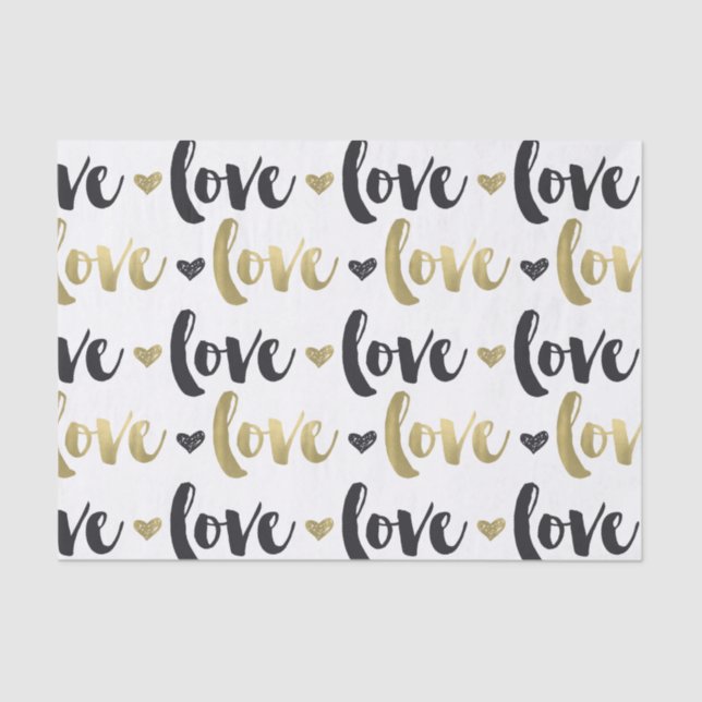 Papier Mousseline Gold Black Love Heart (Recto)