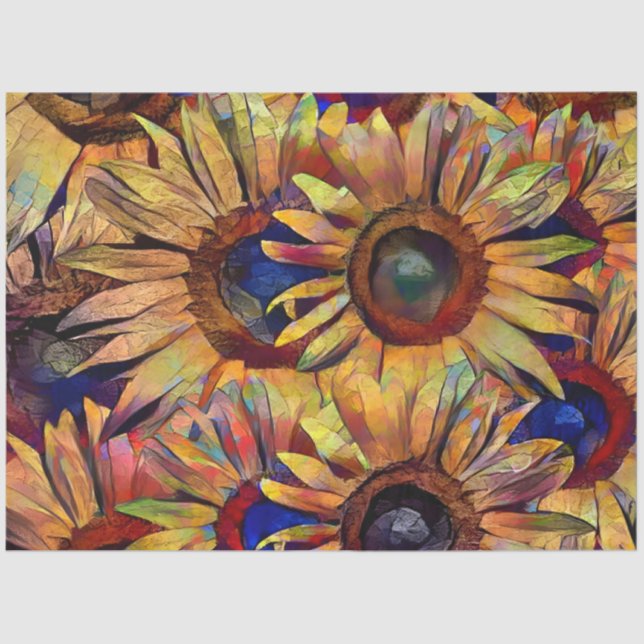 Papier Mousseline Gold Bouquet Sunflowers (Recto)