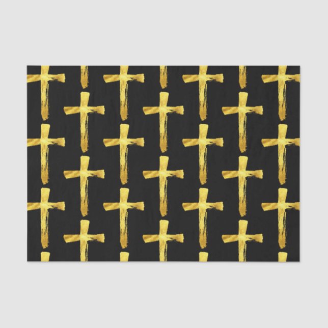 Papier Mousseline Gold Brush Cross - Christian Religion Crucifix (Recto)