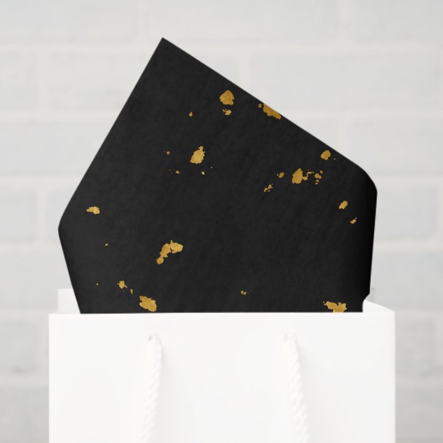 Papier Mousseline Gold Flakes Noir (Sac cadeau)