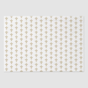 Papier Mousseline Gold Fleur de Lis Motif héraldique français Vintag