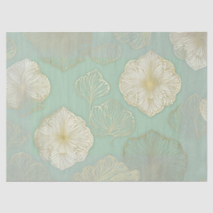Papier Mousseline Gold Floral et Découpage vert Seafoam
