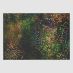 Papier Mousseline Gold Floral Grunge Damask