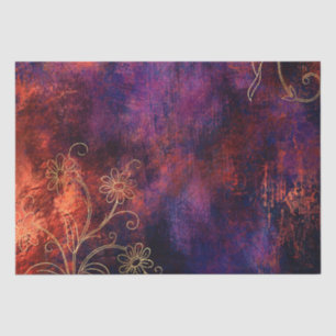 Papier Mousseline Gold Floral Grunge Damask