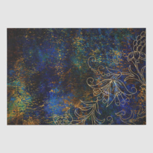 Papier Mousseline Gold Floral Grunge Damask