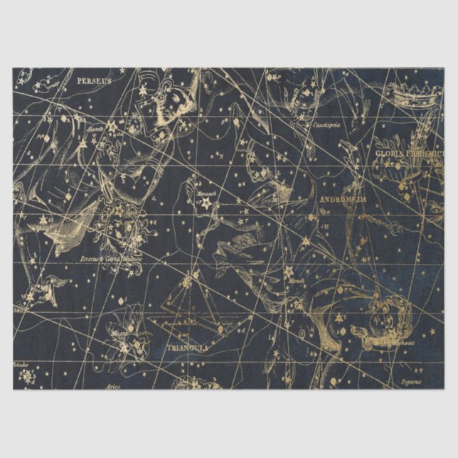 Papier Mousseline Gold Galaxy Star Map Series Design 1 (Recto)
