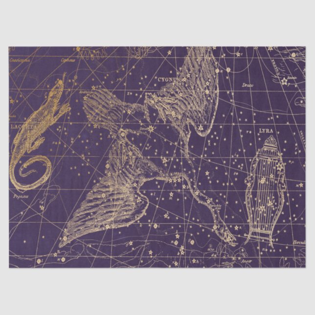 Papier Mousseline Gold Galaxy Star Map Series Design 12 (Recto)