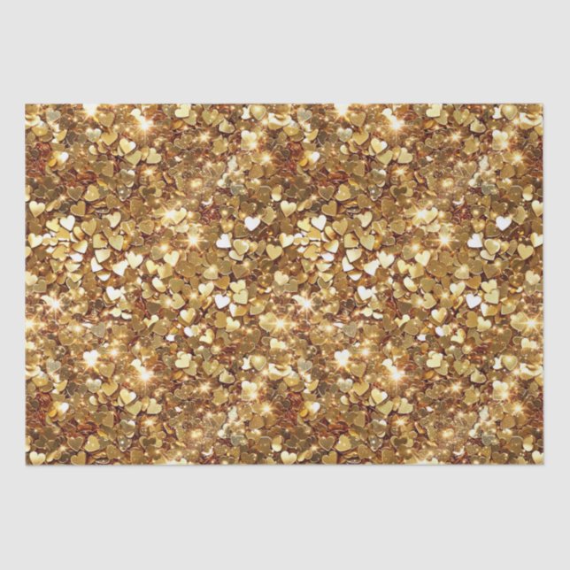 Papier Mousseline Gold Glitzy Glam Sparkle Hearts (Recto)