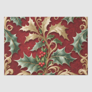 Papier Mousseline Gold Green Feuilles R Christmas Holiday Tissue Pap