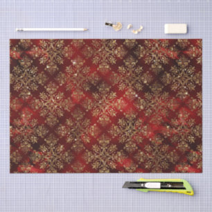 Papier Mousseline Gold Holiday Noël Métal Damas Élégant