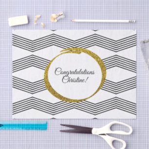 Papier Mousseline Gold Parties scintillant Black White Chevron Zig Z