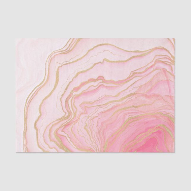 Papier Mousseline Gold Pink Fluid Liquid Painting (Recto)