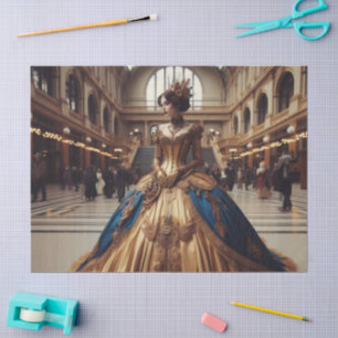 Papier Mousseline Gold Princess Steampunk Découpage victorienne