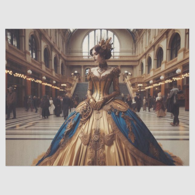 Papier Mousseline Gold Princess Steampunk Découpage victorienne (Recto)