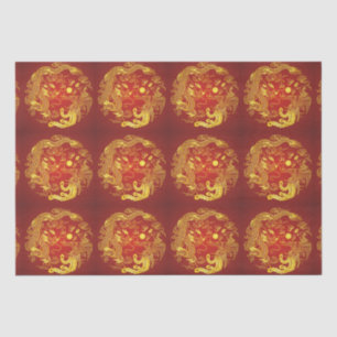 Papier Mousseline Gold Red Dragon Phoenix Chinese Wedding Favor