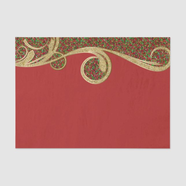 Papier Mousseline Gold Red Green Vacances Noël Glam Enveloppe cadeau (Recto)