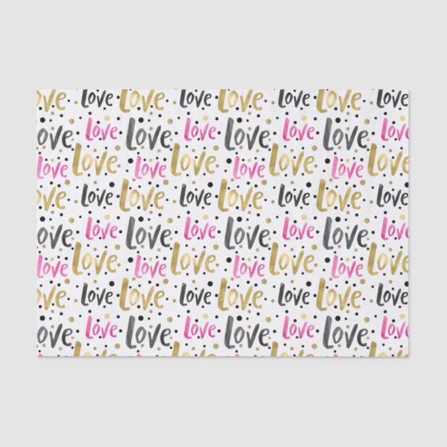 Papier Mousseline Gold Rose Black Confetti Love (Recto)