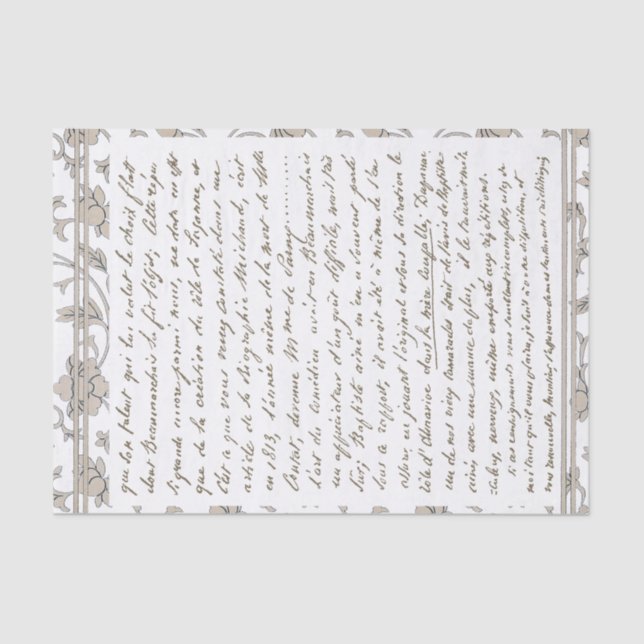 Papier Mousseline Gold Script Vintage Floral Chinoiserie (Recto)