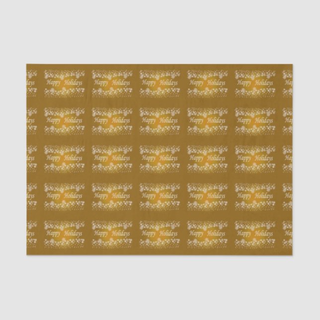 Papier Mousseline Gold Shining Stars Happy Holiday Tissu Papier (Recto)