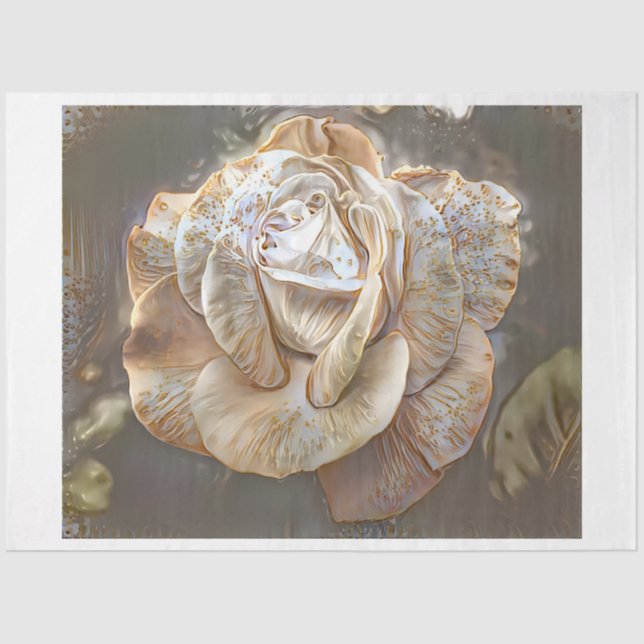 Papier Mousseline Gold Silk Moderne Unique Rose Art Dream (Recto)