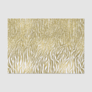 Papier Mousseline Gold Sparkle Faux Glitter Zebra