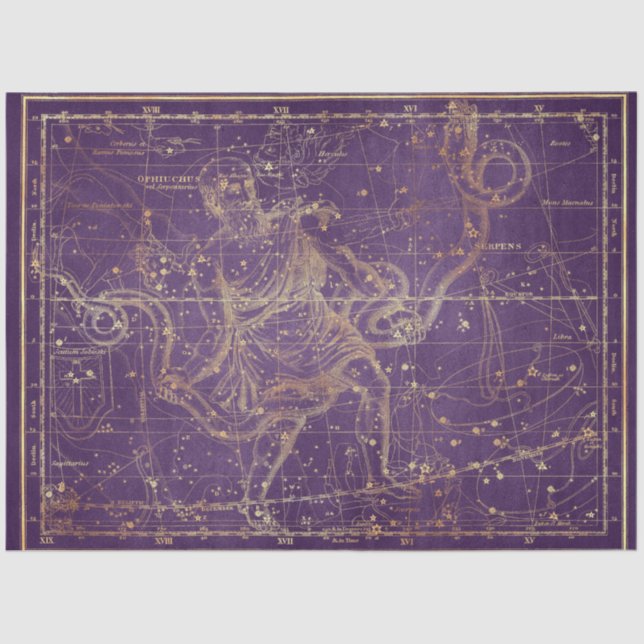 Papier Mousseline Gold Star Map Series Design 12 (Recto)