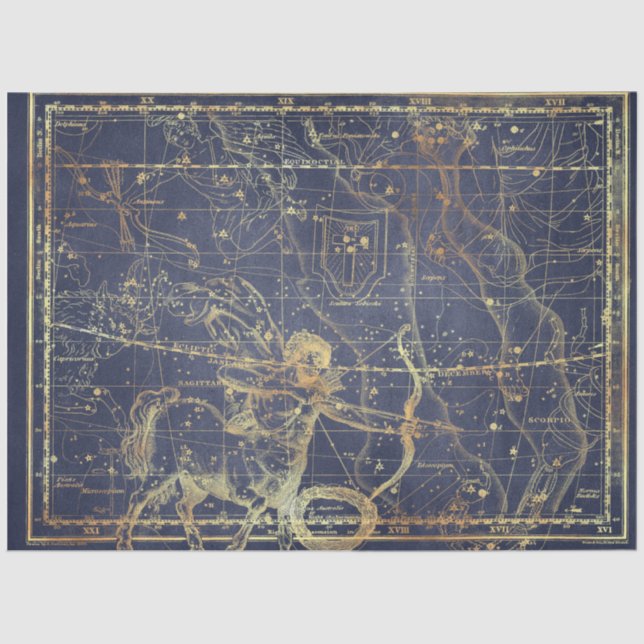 Papier Mousseline Gold Star Map Series Design 6 (Recto)