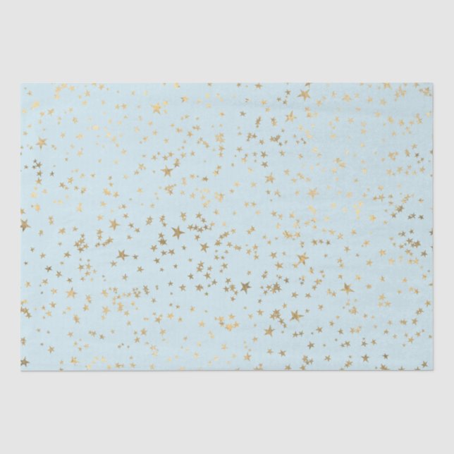 Papier Mousseline Gold Stars Bleu clair (Recto)