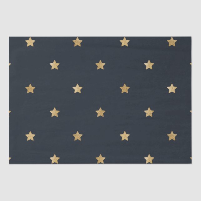 Papier Mousseline Gold Stars sur Midnight Black (Recto)