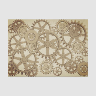 Papier Mousseline Gold Steampunk engrenages motif, rétro futuriste