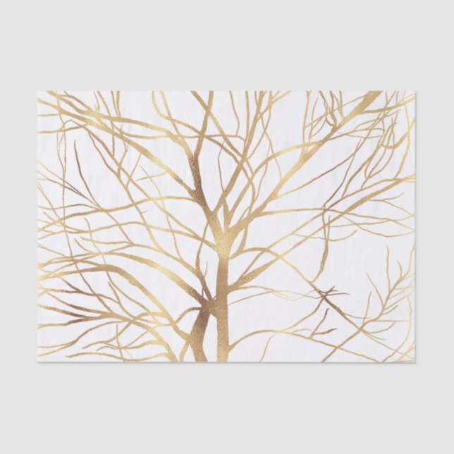 Papier Mousseline Gold Tree Silhouette (Recto)