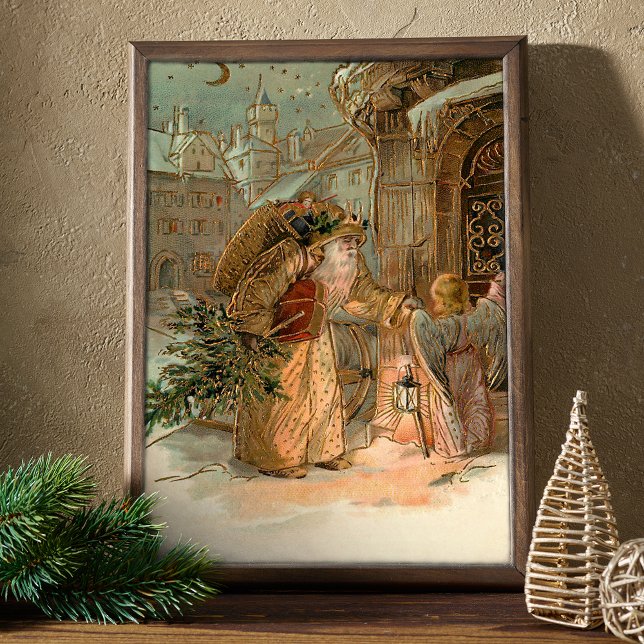 Papier Mousseline Gold Vintage Père Noël et Ange (Créateur téléchargé)