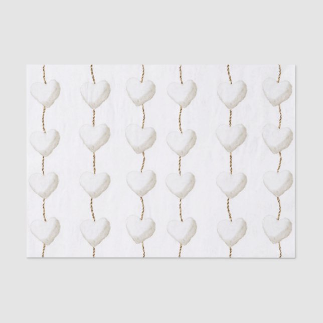 Papier Mousseline Gold White Hearts Anniversaire (Recto)