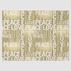 Papier Mousseline Gold White Love Peace Typographie inspirante