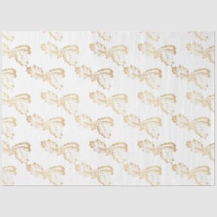 Papier Mousseline Gold Winter Feuilles Berries White Christmas