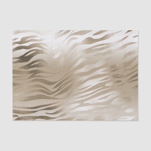 Papier Mousseline Gold Zebra & Empreinte de léopard Ombre  (Recto)